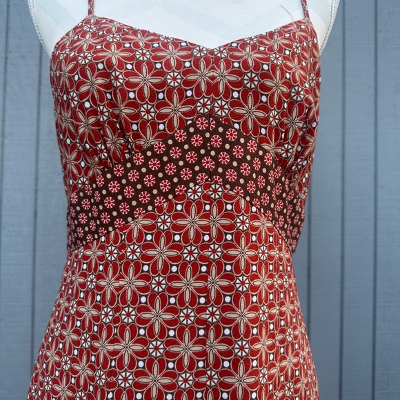 LOFT Burnt Orange and Chocolate Brown Midi Dress - Picture 5 of 14